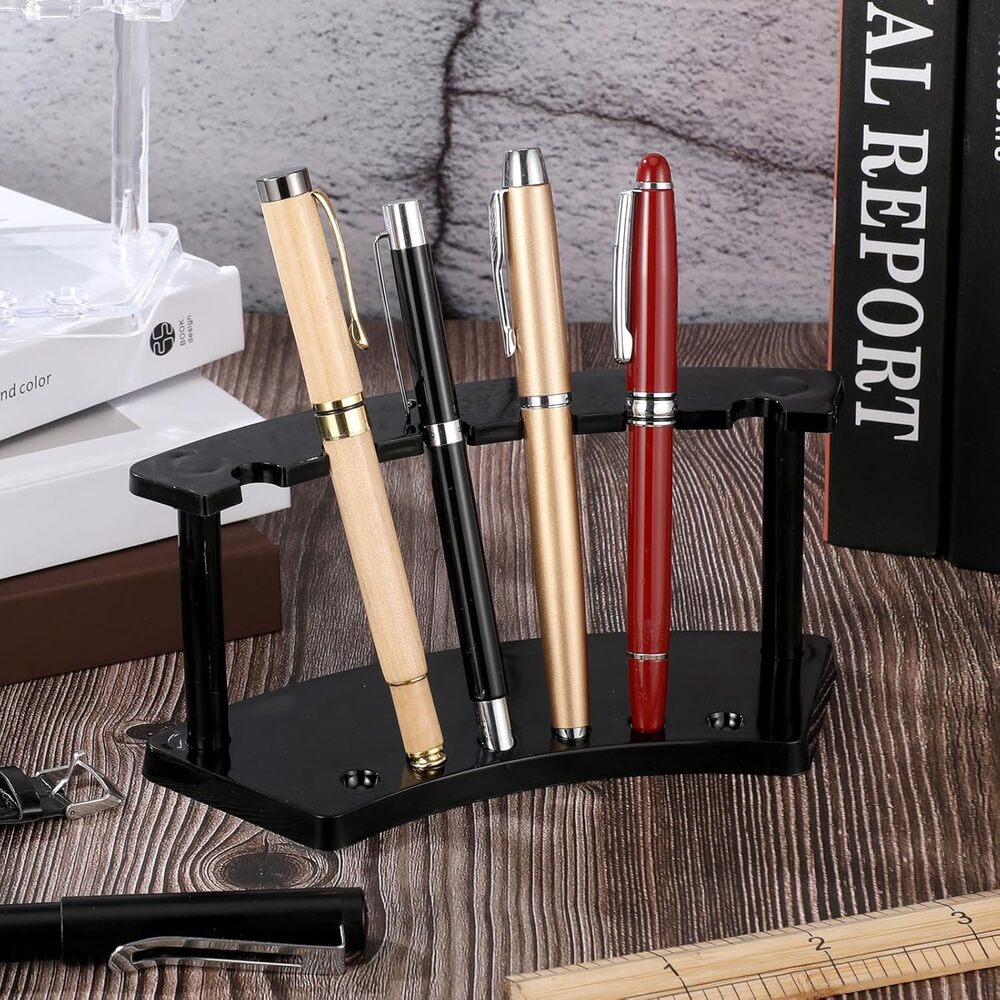 2 Pieces Plastic Pen Holder Stand Display Rack 6-Slot (Black) - Picture 6 of 6